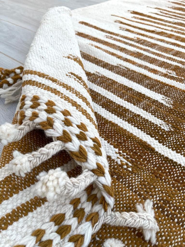 Obt Rugs Handmade Abstract Brown Moroccan Rug: Custom Wool Kilim - Etsy