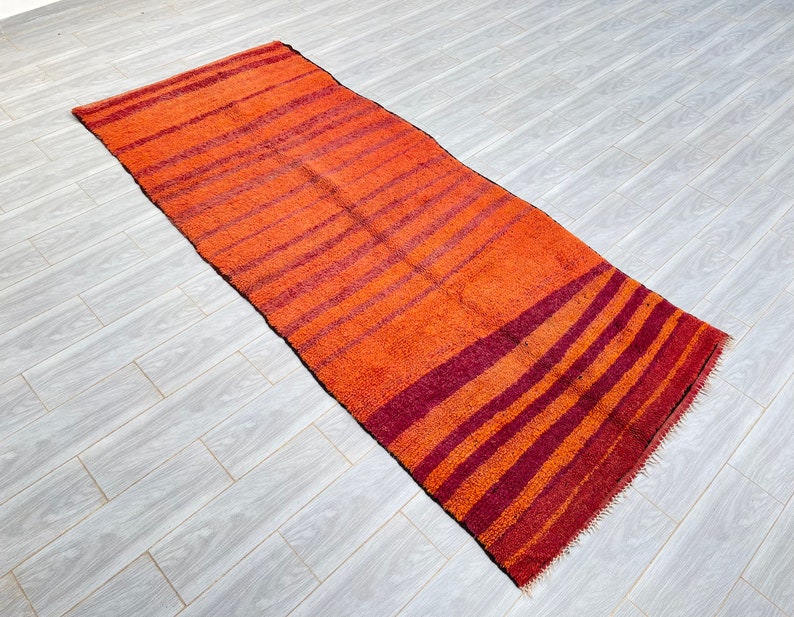 Moroccan Rug, Orange Rug, Abstract rug , Berber Rug, vintage rug image 8