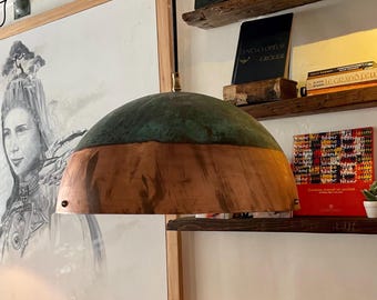 Handmade Copper Pendant Light, Oxidized Dome Ceiling Light