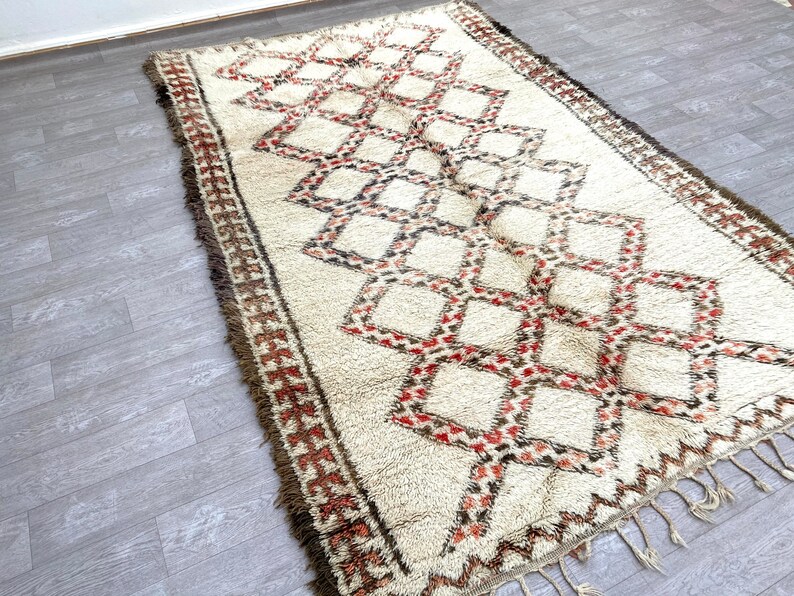 Vintage Moroccan Beni Ourain rug, bohemian rug, Authentic rug image 5