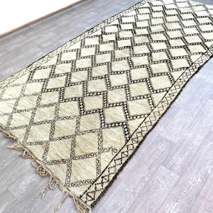 Authentic Moroccan rug, beni ourain rug, Vintage Berber rug, Large area rug