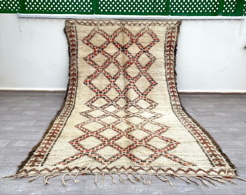 Vintage Moroccan Beni Ourain rug, bohemian rug, Authentic rug image 1