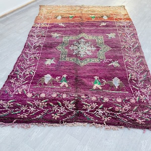 Purple Moroccan Rug: Vintage Handmade Wool Berber Rug (10/6 ft)