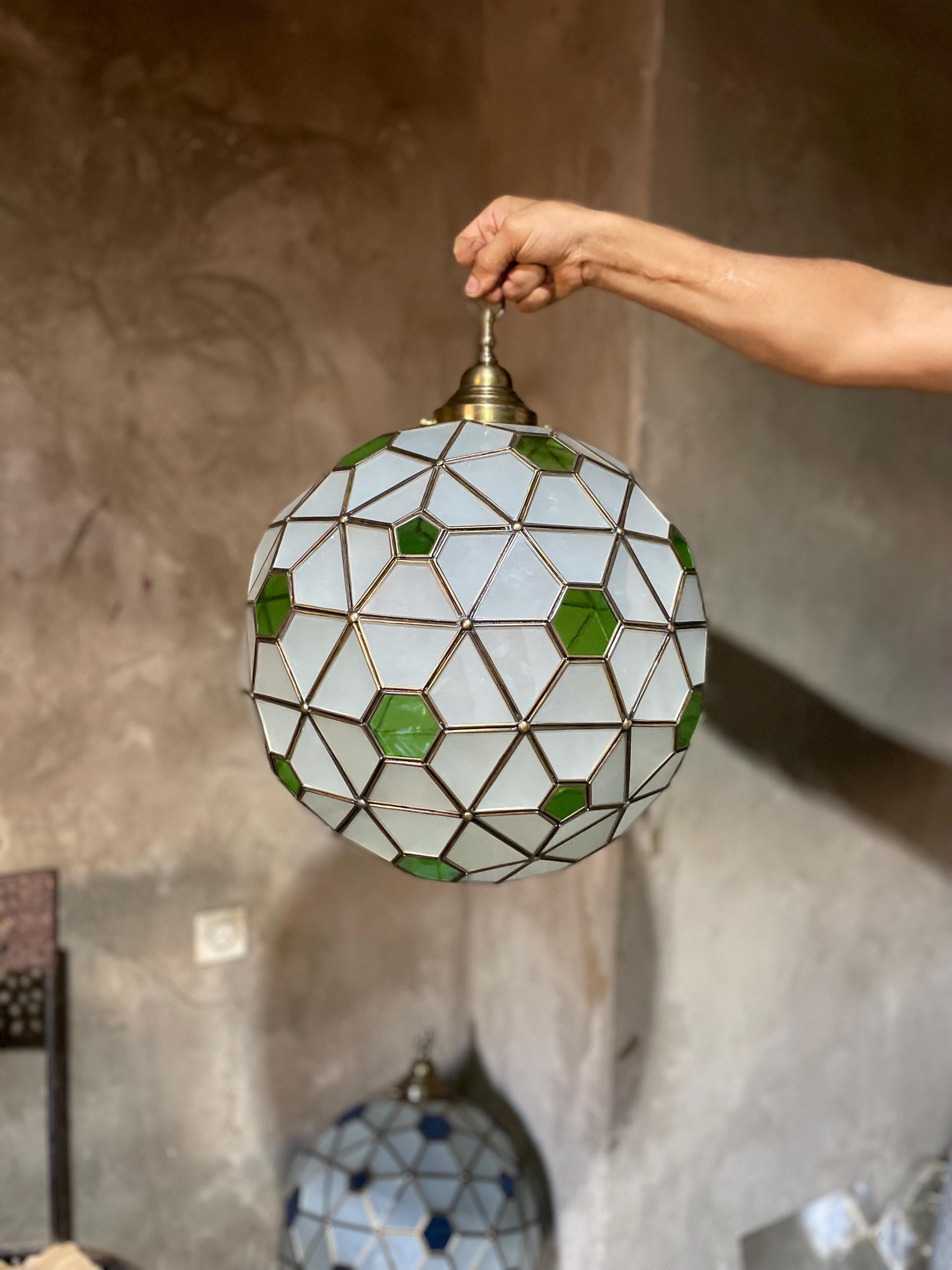 Handmade Moroccan Glass Pendant light ,  hanging lamp