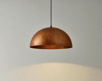 Handmade Hammered Copper Dome Pendant Light – Rustic Industrial Lighting