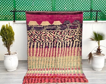 Vintage Moroccan rug, colorful wool rug, abstract rug, Hand knotted rug