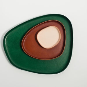 Leather Catchall Valet Tray, Molded Italian Leather, Nesting Modern Organic Minimal Catch All, Decor Organization  Set, Hand made, USA