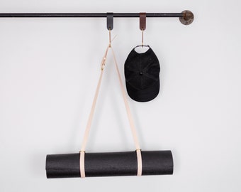 Veg Tanned Leather Yoga Mat Strap, Adjustable, Personalized