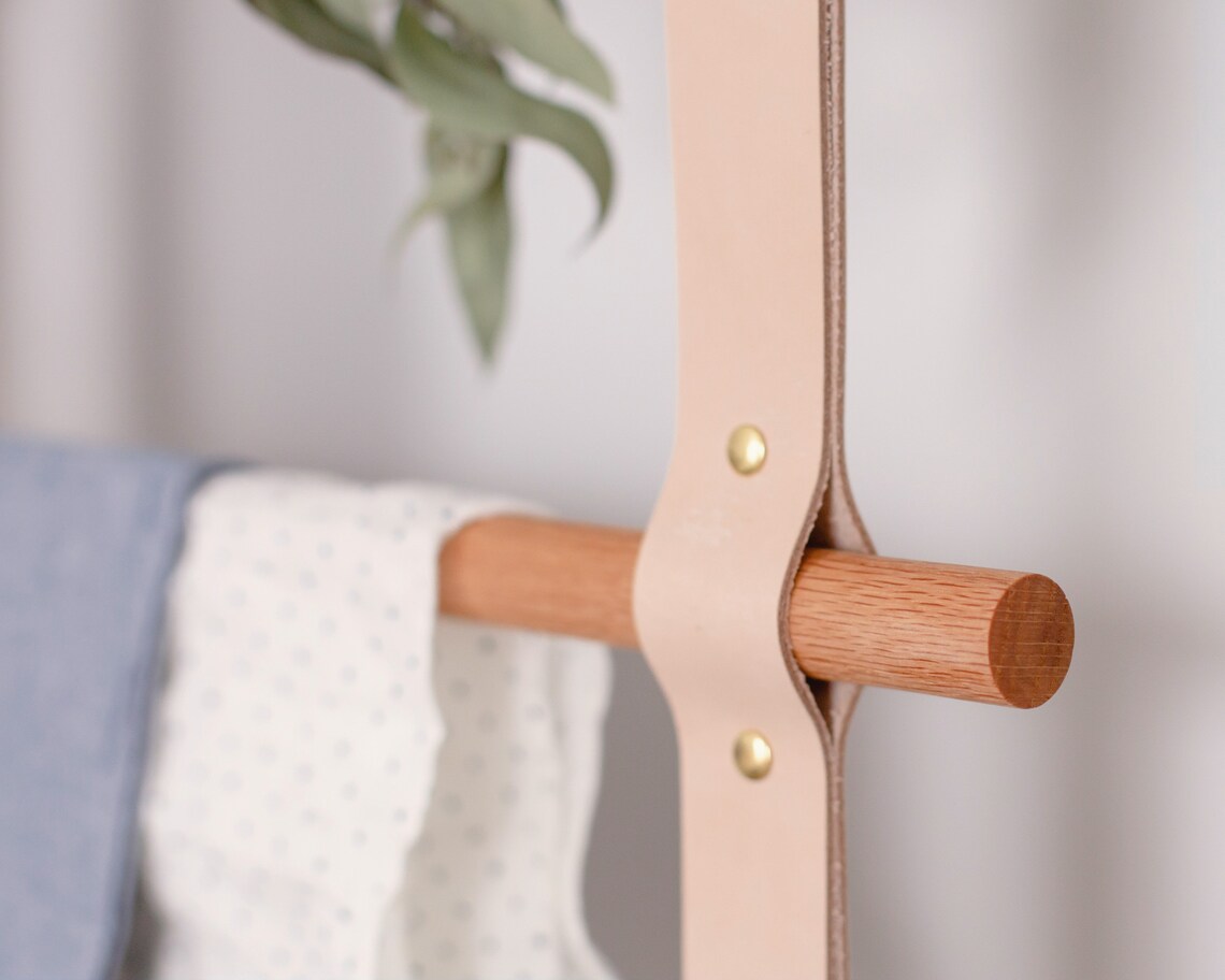 Hanging Blanket Ladder Wall Mount or Ceiling Mount Leather Etsy