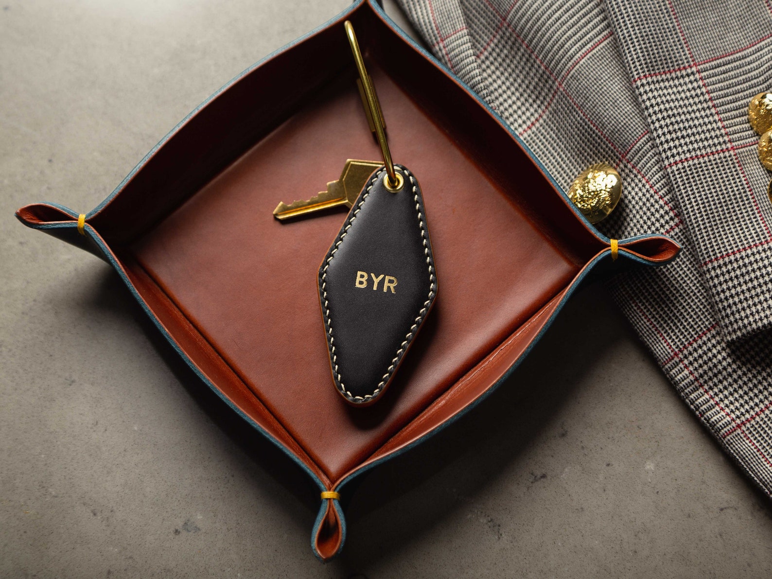 Vintage Leather Hotel Key With Brass Oval Key Ring, Personalized ...