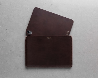 Personalized Italian Leather iPad Mini Sleeve and Skin Set
