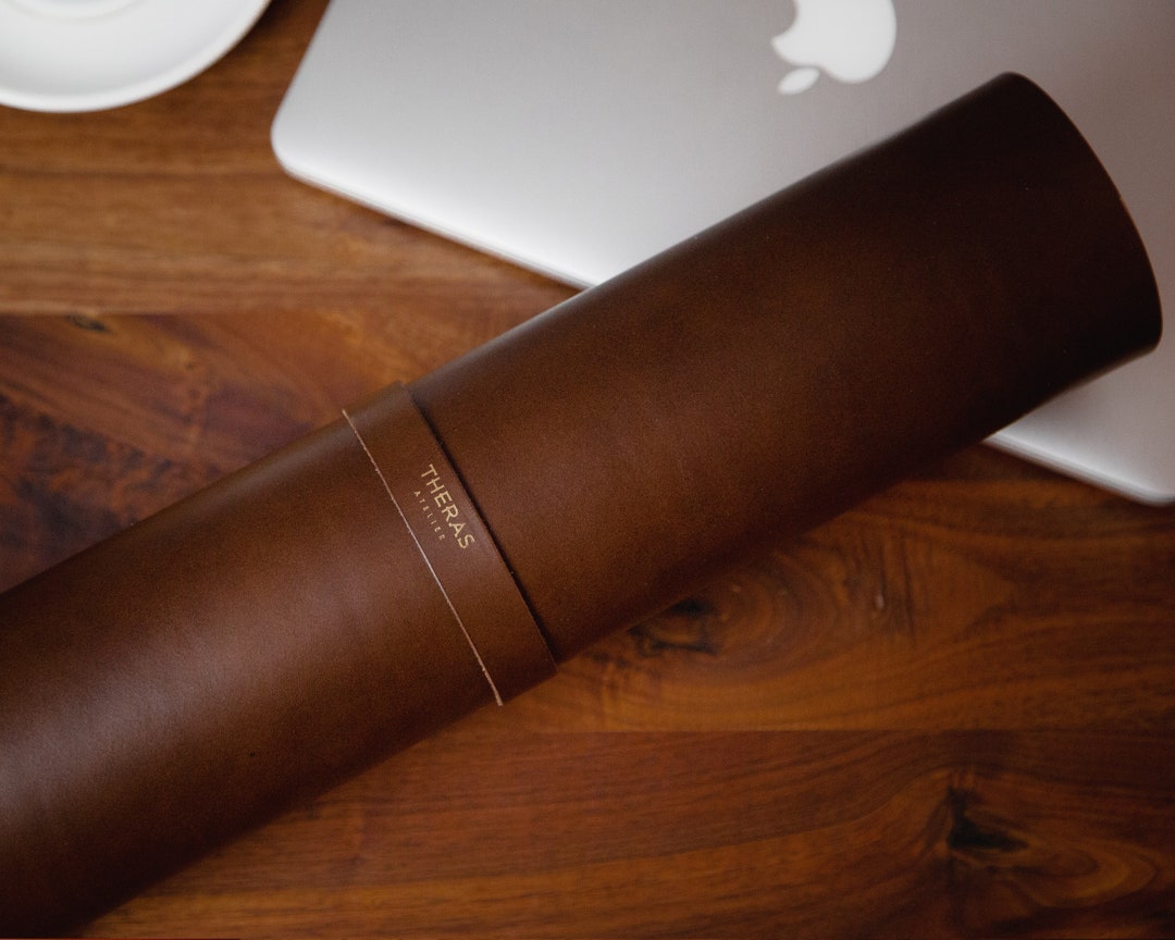 Custom Size Italian Leather Desk Mat Blotter, Pick Your Size Leather Desk Pad, Portable, 9