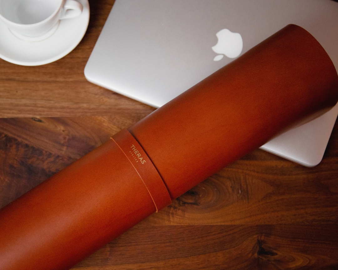 Italian Leather Desk Mat Blotter, Leather Mouse Pad, Portable Pad, Veg