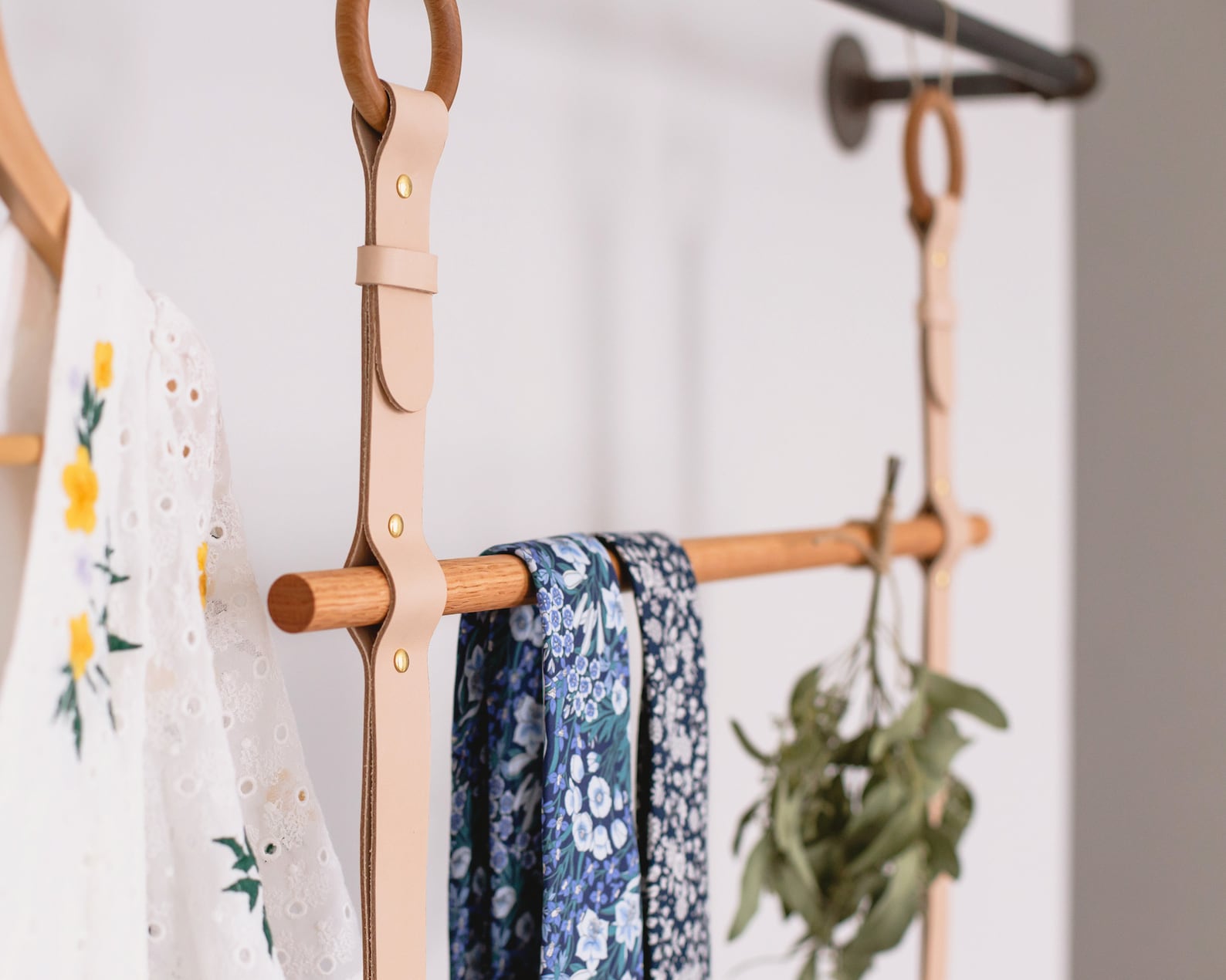 Hanging Blanket Ladder Wall Mount or Ceiling Mount Leather Etsy