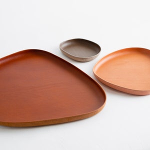 Leather Catchall Valet Tray, Molded Italian Leather, Nesting Modern Organic Minimal Catch All, Decor Organization  Set, Hand made, USA