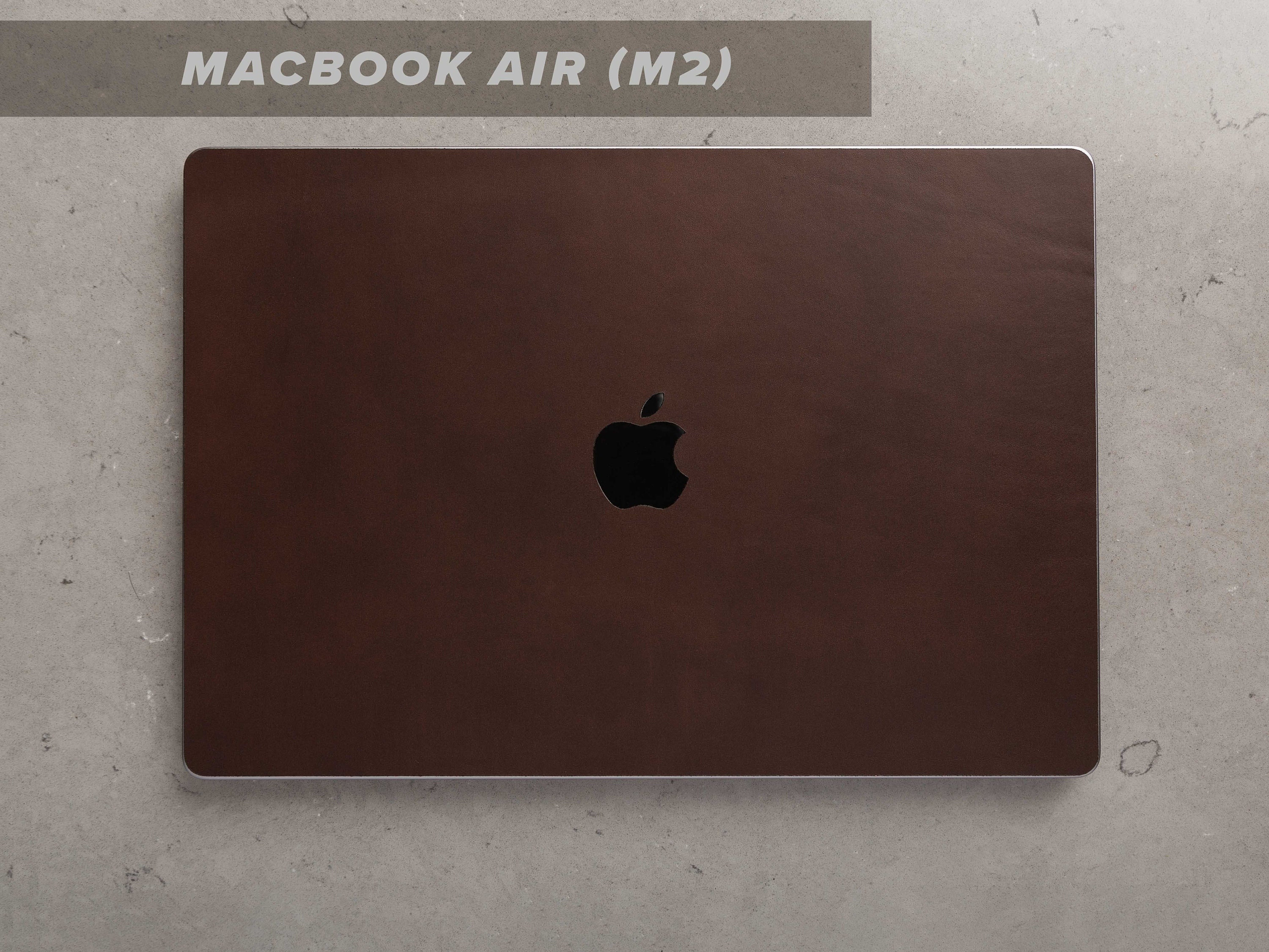 MacBook Air M2 Chip 2022 Leather Skin for Front & Back, Apple Logo Cut Out, Personalized, Leather Decal, 3M, Precision Cut