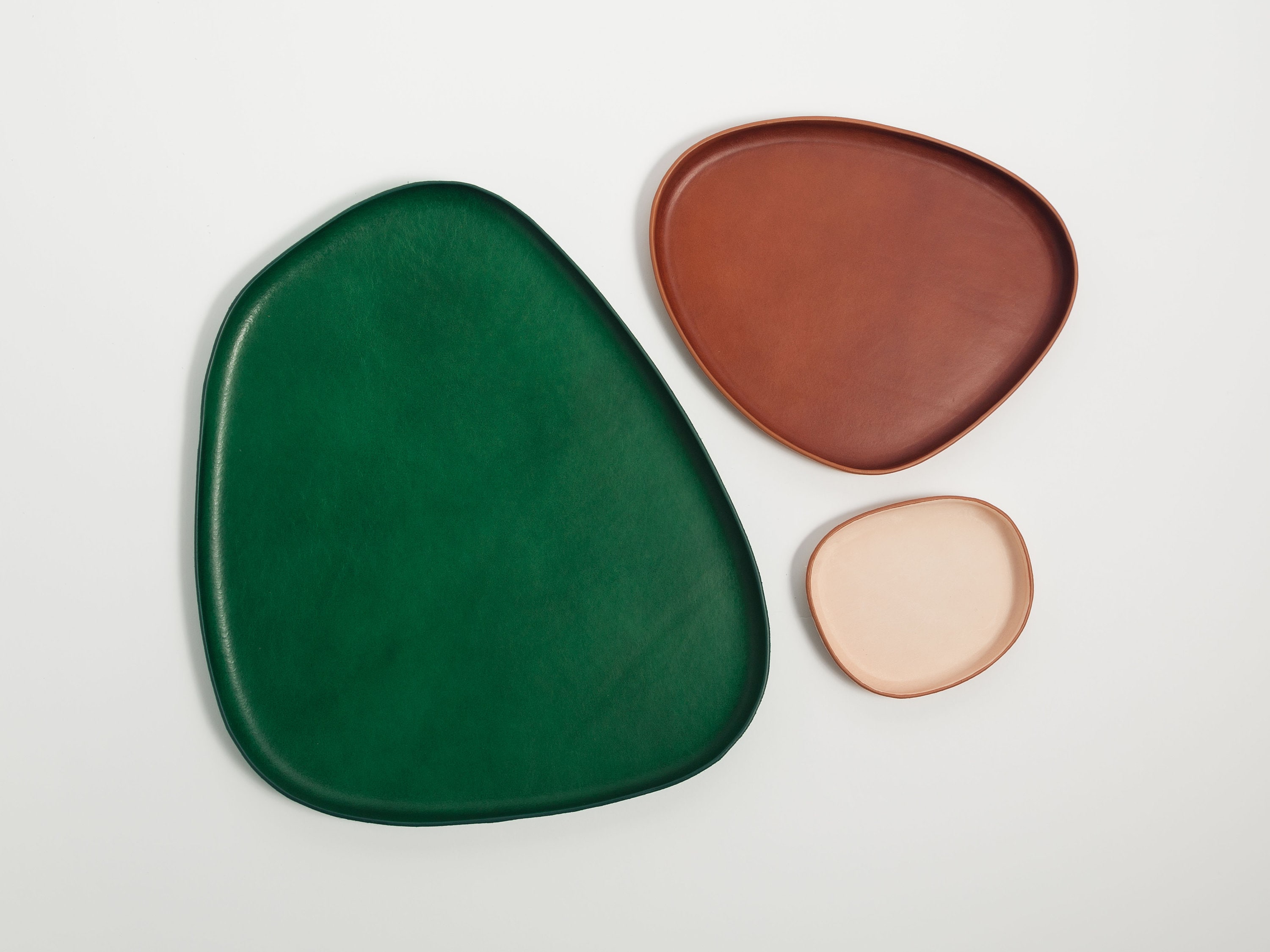 Leather Catchall Valet Tray, Molded Italian Leather, Nesting Modern Organic Minimal Catch All, Decor Organization  Set, Hand made, USA