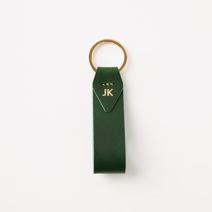 Italian Leather Key Chain with Gold Key Ring, Personalized, Monogram, Luxury Gift, 7 Colors Available, Hand Made in the US image 3