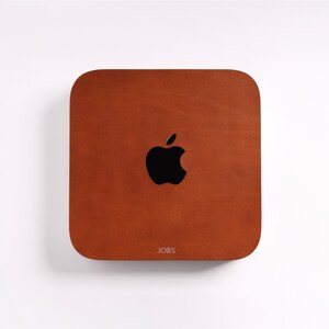 Italian Leather Skin with Apple Logo Cut Out for Mac Mini M1 & M2, Skin Personalized Gift, Monogram, Made in US, Precision Cut Skin 8 Colors