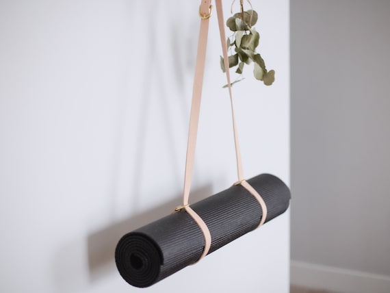 Personalized Leather Yoga Mat Strap, Adjustable Pilates Carrier