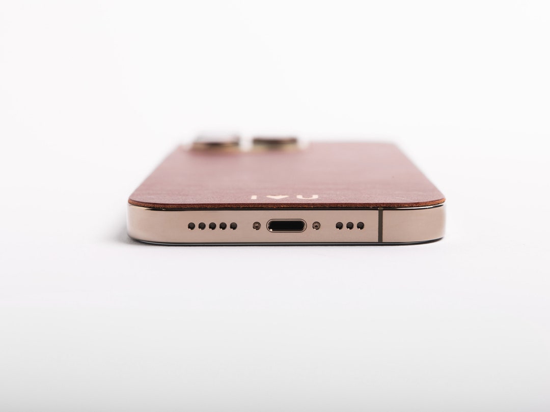 Personalized iPhone 14 Leather Skin Decal, Gold Foil, 3M Adhesive - Etsy