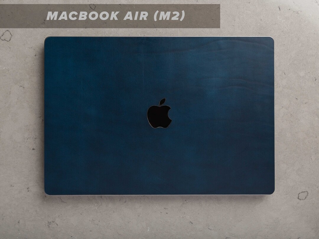MacBook Air M2 Chip 2022 Leather Skin for Front & Back, Apple Logo Cut