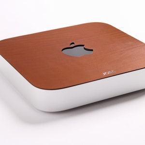 Mac Mini M1 & M2 Italian Leather Skin with Apple Logo Cut Out, Mac Skin Personalized Gift, Monogram, Made in US, Precision Cut Skin 8 Colors