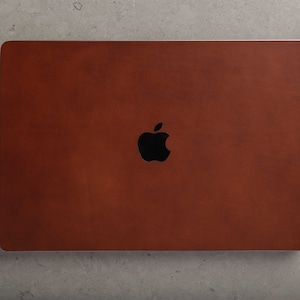 MacBook Pro 16 « 2021 Peau en cuir italien pour l’avant et l’arrière avec logo Apple découpé, personnalisé, autocollant en cuir d’ordinateur portable, 3M, coupe de précision