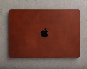 MacBook Pro 16" 2021 Italian Leather Skin for Front and Back with Apple Logo Cut Out, Personalized, Laptop Leather Decal, 3M, Precision Cut