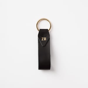 Italian Leather Key Chain with Gold Key Ring, Personalized, Monogram, Luxury Gift, 7 Colors Available, Hand Made in the US image 2