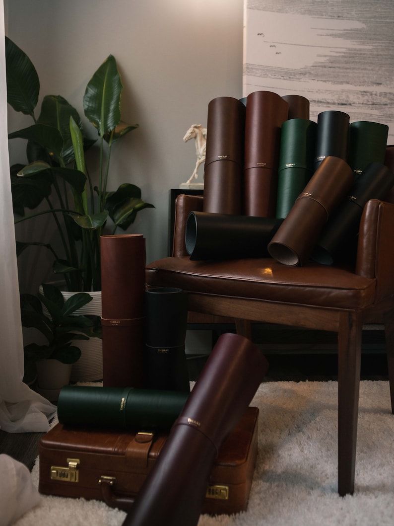 Blue Italian Leather Desk Mat Leather Mouse Pad Portable Etsy