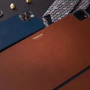 iPad Pro 13 pouces M4 (2024) Magic Keyboard, peau en cuir italien, personnalisé, coupe de précision, fin, 3 m, décalcomanie en cuir, marron châtain et plus