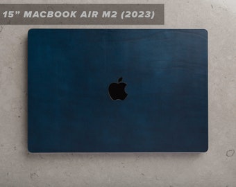 MacBook Air M2 Chip 2023 15" Leather Skin for Front & Back, Apple Logo Cut Out, Personalized, Leather Decal, 3M, Precision Cut