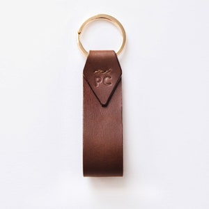 Italian Leather Key Chain with Gold Key Ring, Personalized or Monogram Gift, Luxury Gift, 7 Colors Available, Hand Made in the US image 7