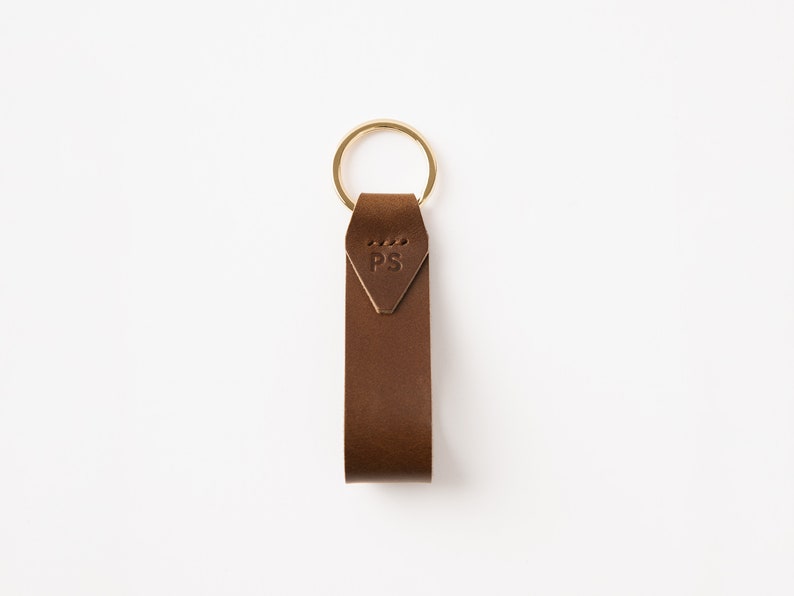 Italian Leather Key Chain with Gold Key Ring, Personalized, Monogram, Luxury Gift, 7 Colors Available, Hand Made in the US image 6