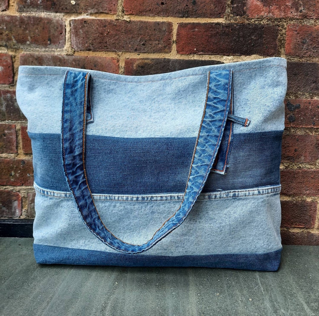 Recycled Denim Shopper/ Tote Bag. Handmade in Hampshire - Etsy UK