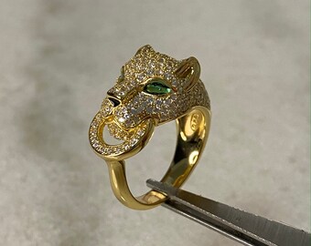 Jaquar Leopard Silver Ring Black Panther Ring Ring Animal Ring Handmade 24K Gold Ring Diamond Ring Biker Ring Steampunk Ring