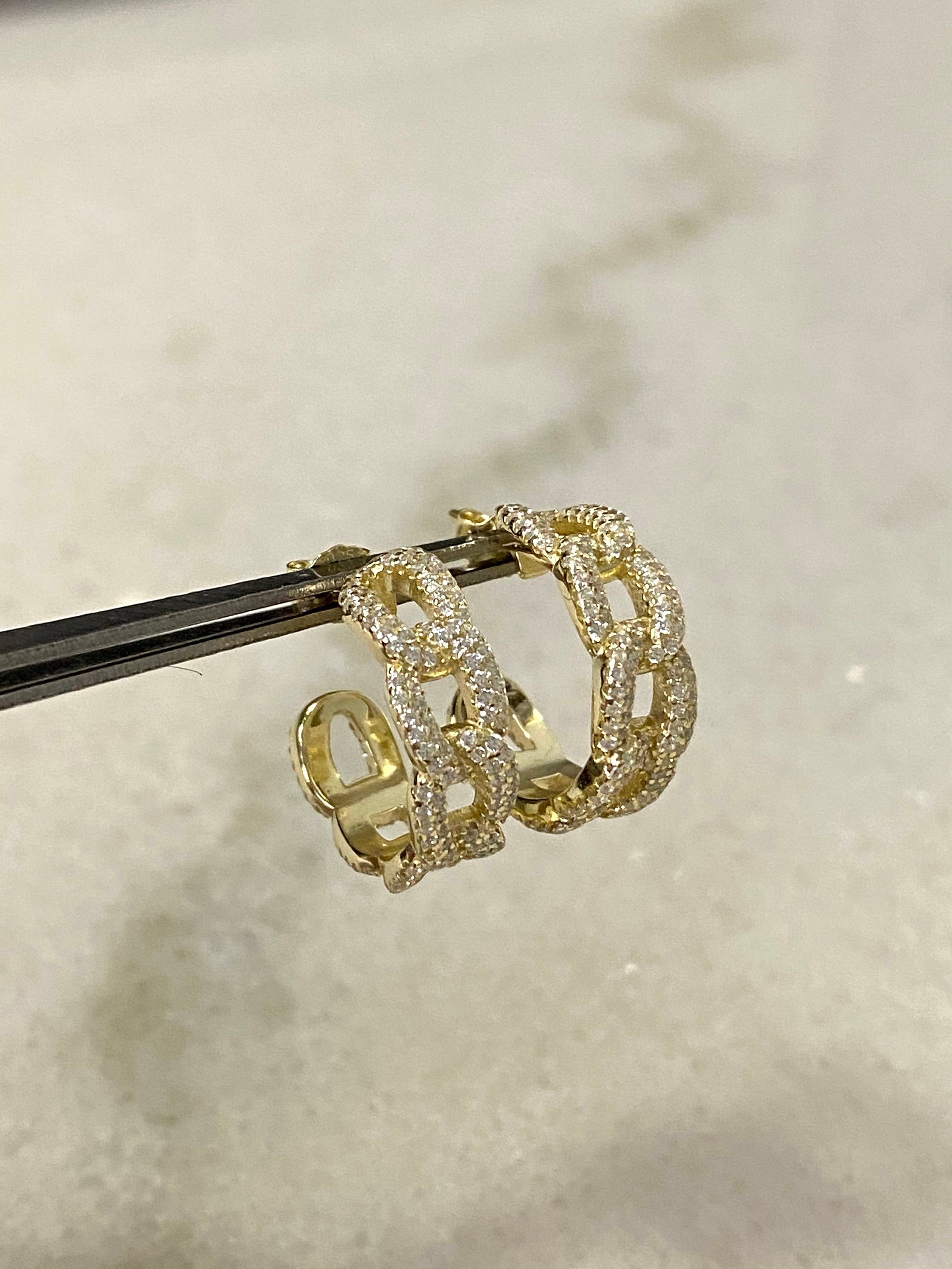 Cuban Link Hoop Earrings Chain Link Hoop Earrings Small Hoop Etsy