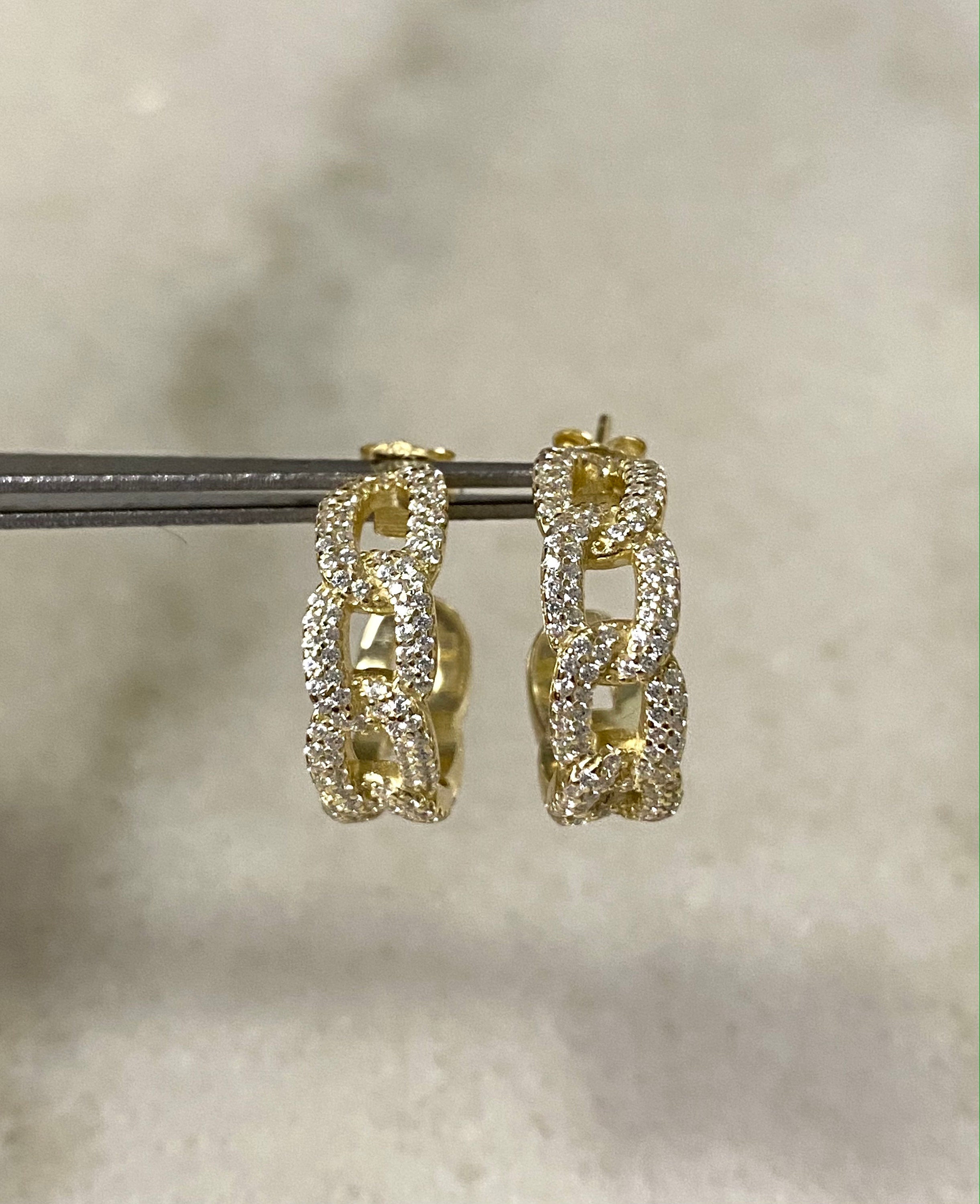 Cuban Link Hoop Earrings Chain Link Hoop Earrings Small Hoop Etsy