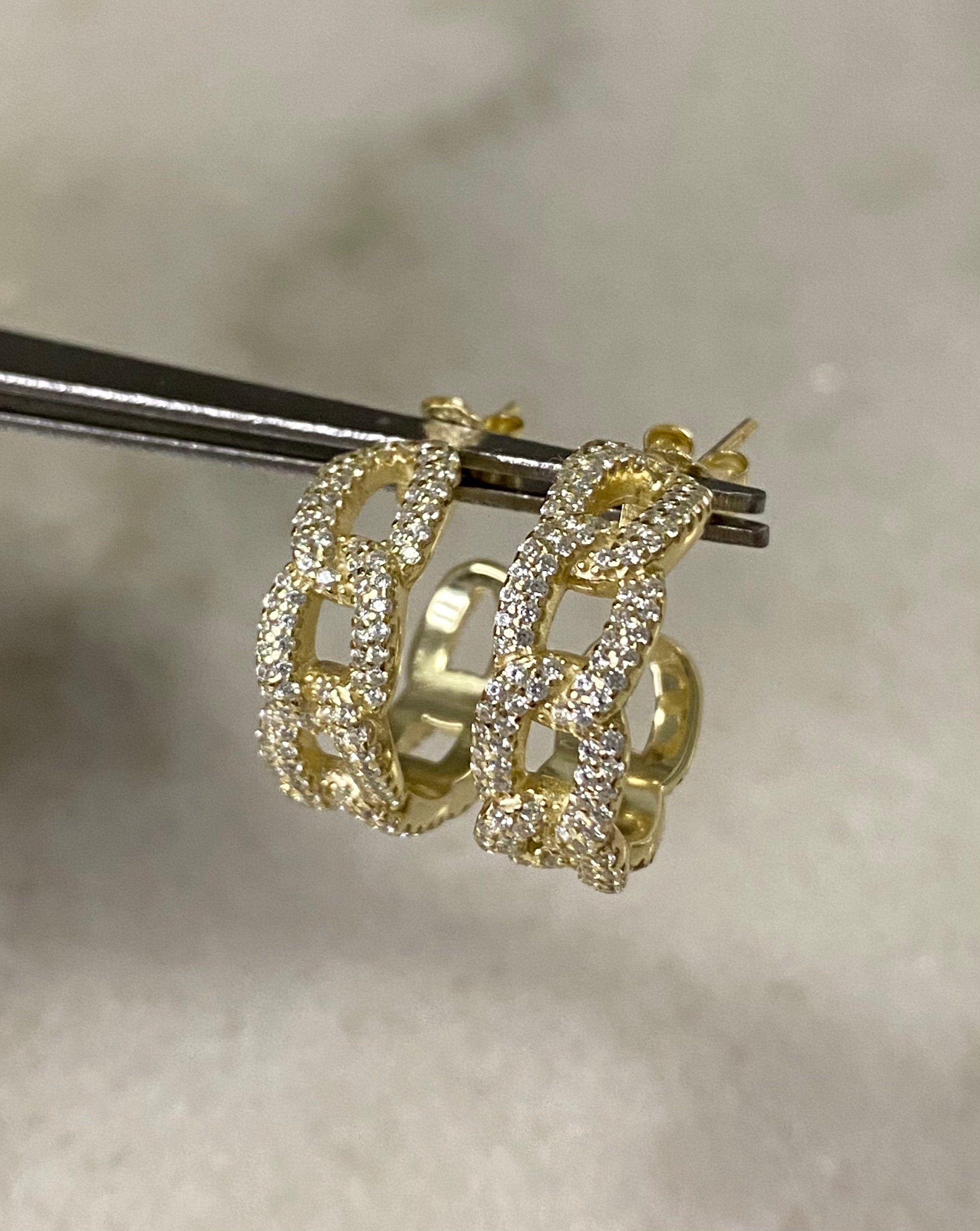 Cuban Link Hoop Earrings Chain Link Hoop Earrings Small Hoop Etsy