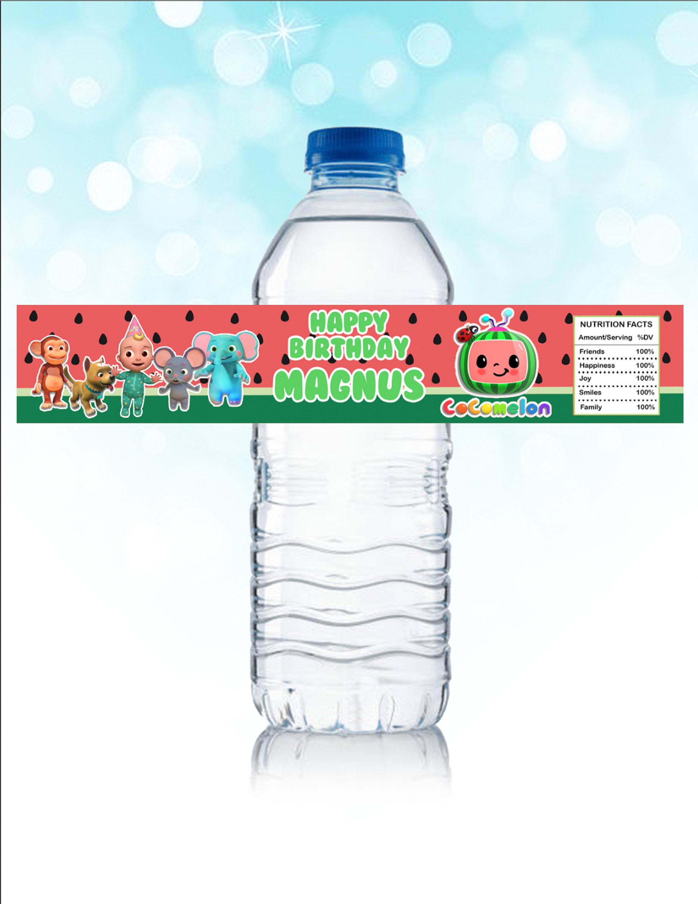 COCOMELON PERSONALIZED Water Bottle Labels - Printable for Birthday Parties  and Other Special Occasions