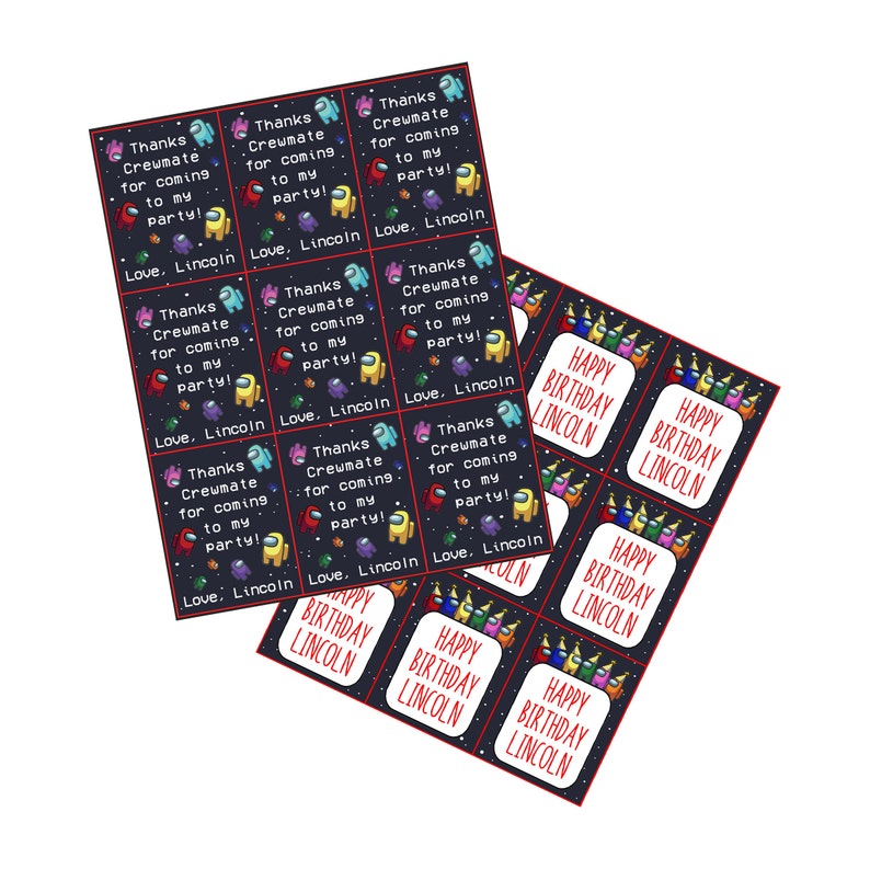 among us personalized printable thank you tags double