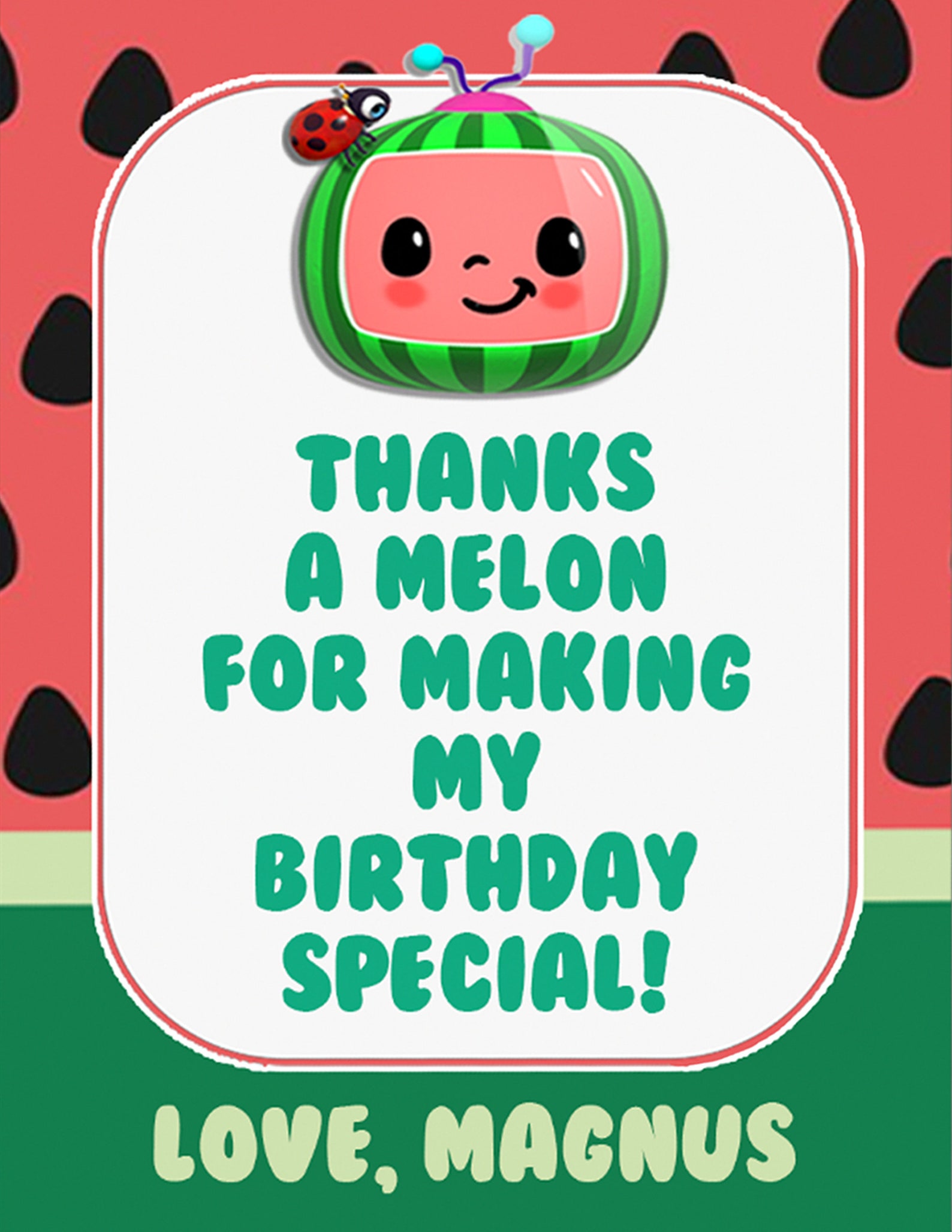 Cocomelon personalized thank you tags double sided for etsy
