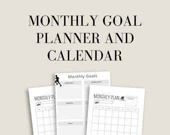 Running Planner | Monthly  Planner and Monthly Goal printable planners for Runners and Fitness | Run planner | Fitness Planner