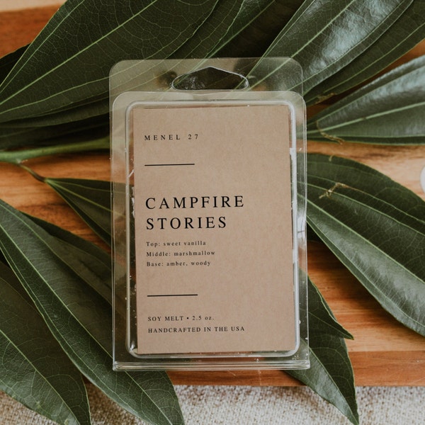 Campfire Stories | Soy Wax Melt | Bookish Gift | Marshmallow Fireside | Bookish Wax Melt | Wax Tart | Wax Melt Clamshell | Wax Melter