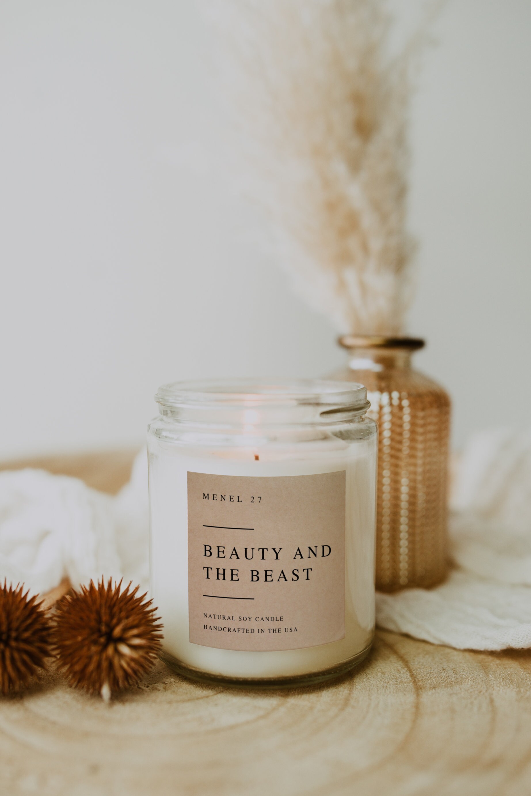 Beauty and the Beast Fairy Tale Candle Enchanted Rose Etsy