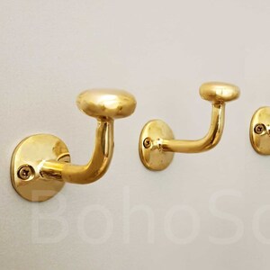Set di ganci da parete in ottone non laccato, ganci da bagno, gancio rustico per asciugamani, arredamento vintage, organizer per il bagno, ganci in ottone