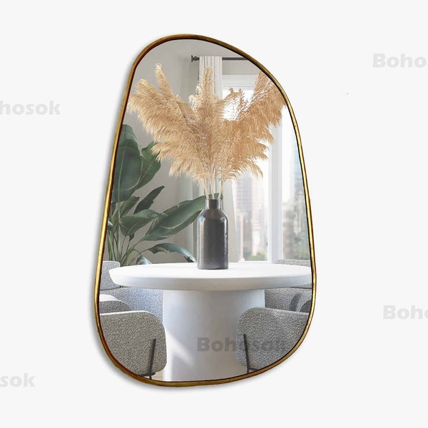 Handmade irregular golden brass mirror