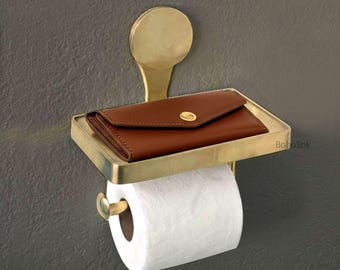 Vintage Toilettenpapierhalter Aus Messing – Mit Telefonregal & Haken, Antike Optik