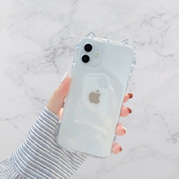 Pastel Colour Cat Ear Clear Transparent Shockproof Lens Protector iPhone 15 Case iPhone 14 13 12 11 Pro Max iPhone 11 iPhone XR